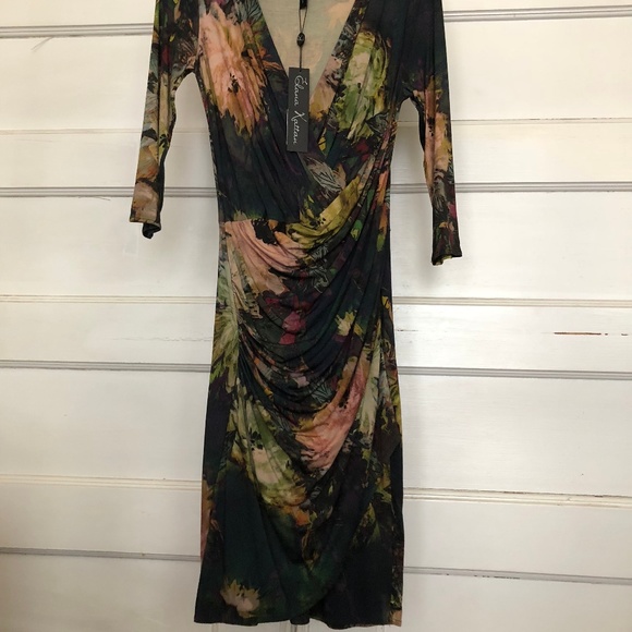Elana Kattan floral draped dress, sz.S, NWT - Picture 7 of 8